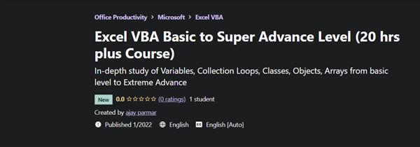Excel VBA Basic to Super Advance Level (20 Plus Hours Course)