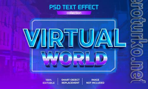 Virtual world future hologram text effect psd
