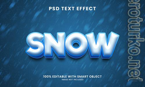 Snow 3d text effect psd