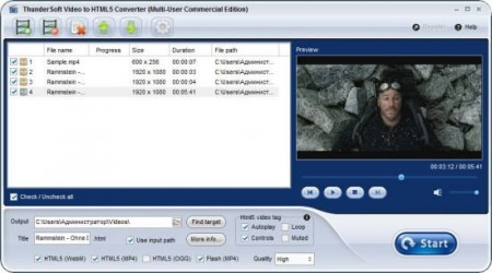 ThunderSoft Video to HTML5 Converter 3.8.0