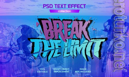 Break the limit movie title graffiti text effect psd