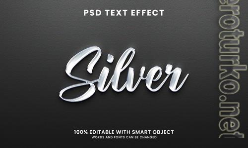 Silver shiny 3d text effect psd