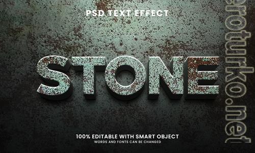 Realistic 3d stone text effect psd