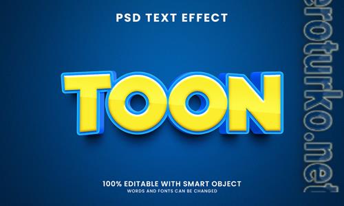 Cartoon toon style 3d text effect psd