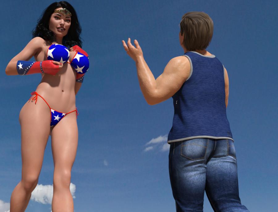 VirtualGiantess - Mega Wonder Heroine In The Desert 3D Porn Comic