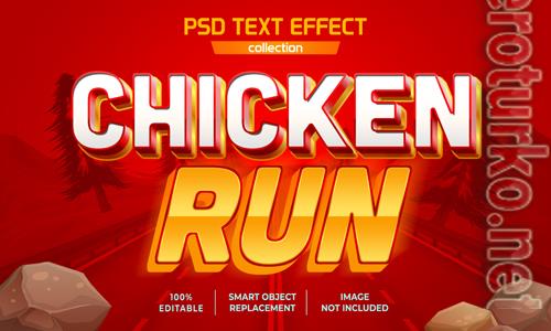 Chicken run cartoon game and movie title text effect psd