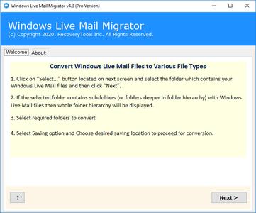 RecoveryTools Windows Live Mail Migrator 4.5