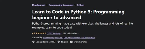 Learn to Code in Python 3 - Programming beginner to advanced