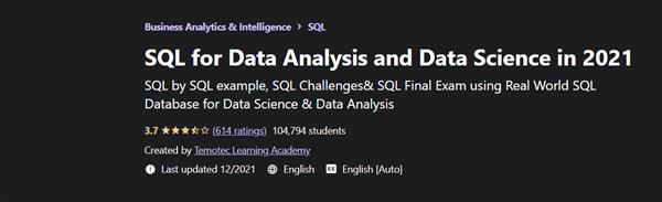 Udemy - SQL for Data Analysis and Data Science in 2021