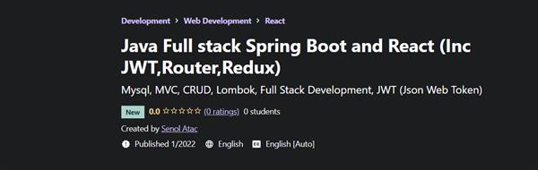 Java Full Stack Spring Boot and React (Inc JWT Router Redux)