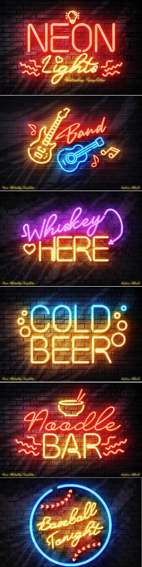 Neon Lights Photoshop Templates