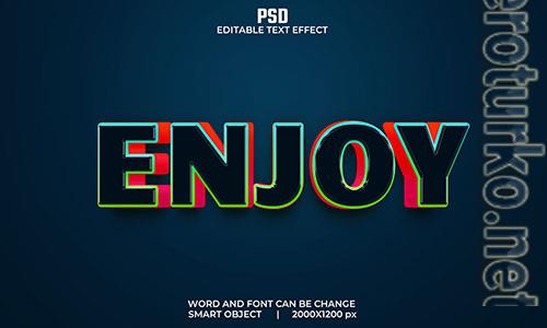 Enjoy colorful 3d editable text effect premium psd with background