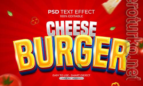 Cheese burger cartoon style text effect psd