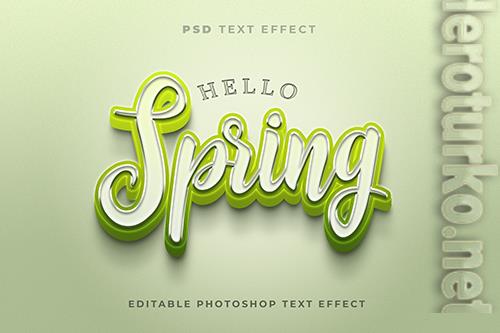 3d hello spring text effect template with green color psd 3d hello spring text effect template with green color psd