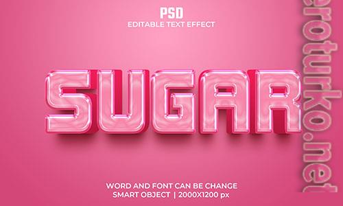 Suger pink color 3d editable text effect premium psd