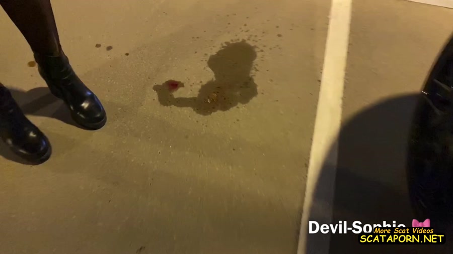 Shit in the car seat - outside on the parking deck the mess continues with Devil Sophie (188 MB)