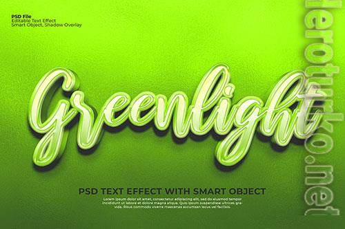 Editable greenlight text 3d effect photoshop green color