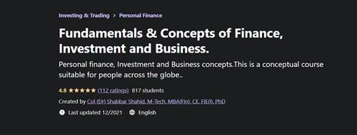 Fundamentals & Concepts of Finance Investment and Business