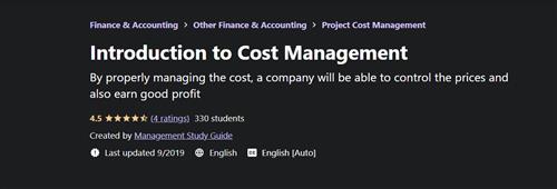 Udemy – Introduction to Cost Management