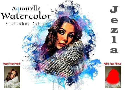 Aquarelle Watercolor PS Action - 6880823
