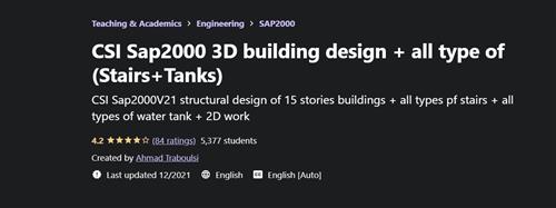CSI SAP2000 3D Building Design - All Type of (Stairs+Tanks)