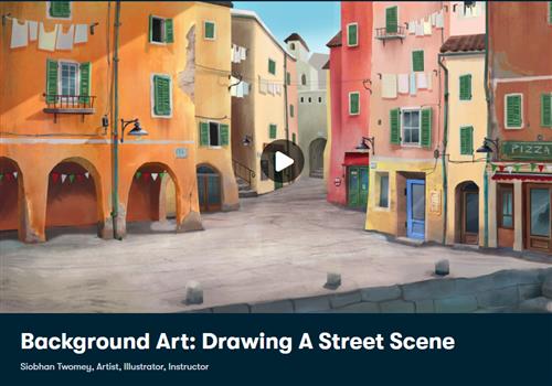 SkillShare - Background Art Drawing A Street Scene