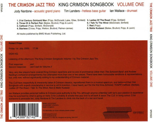 The Crimson Jazz Trio - King Crimson Songbook Vol. 1, (2005)
