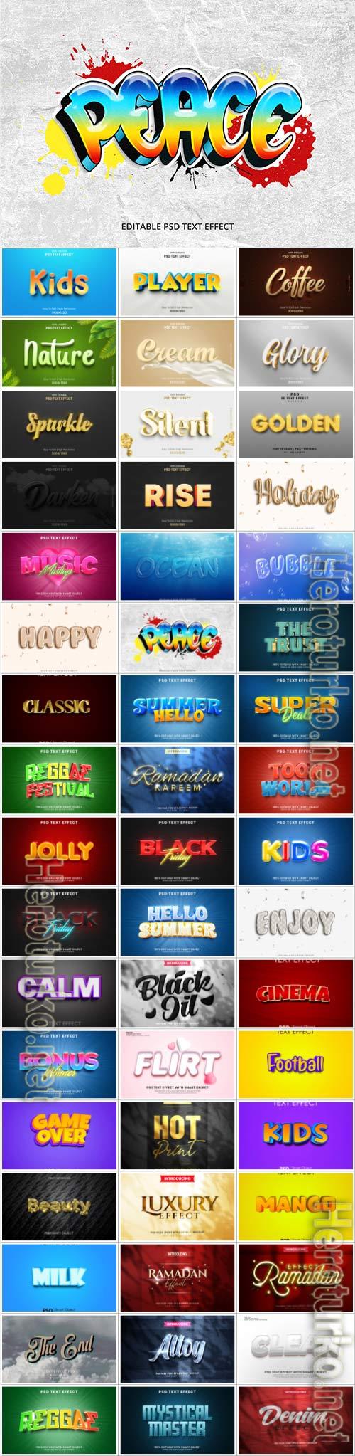 50 Bundle 3d text style effect in psd vol 12