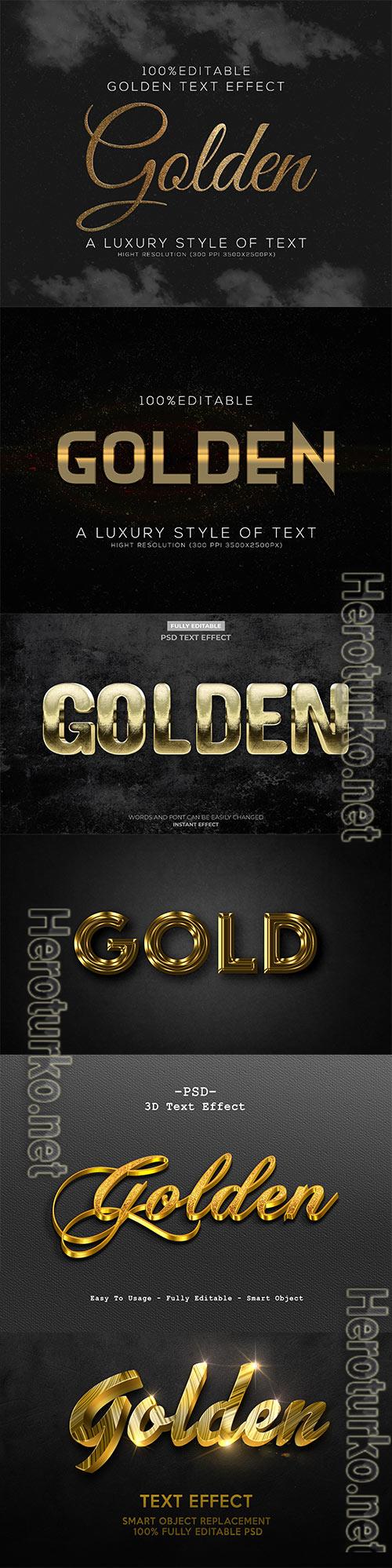 Golden 3d text style effect template psd