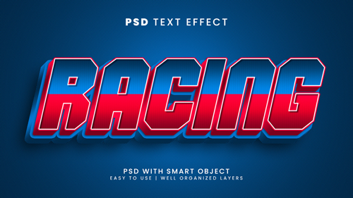 Retro racing editable text effect with metallic and speed text style psd