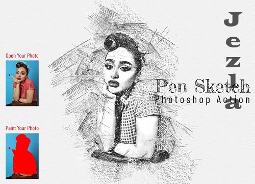 CreativeMarket - Pen Sketch Photoshop Action - 6893020