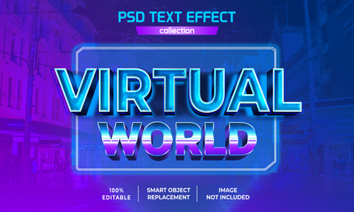 Virtual world future hologram text effect psd