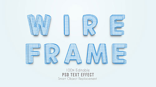 3d wire frame text effect psd