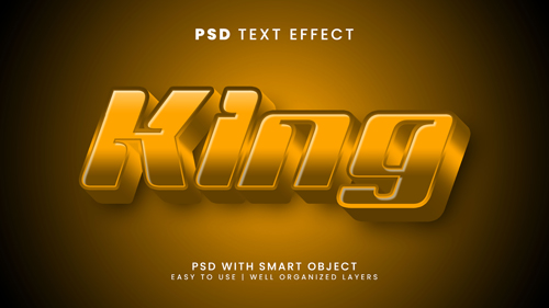 King golden editable text effect with luxury and elegant text style psd
