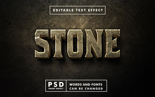 Realistic stone 3d text mock up  editable text effect with smart object in psd files