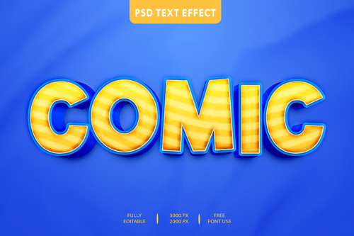 Comic 3d text effect style psd