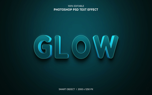 Glow 3d editable text effect psd