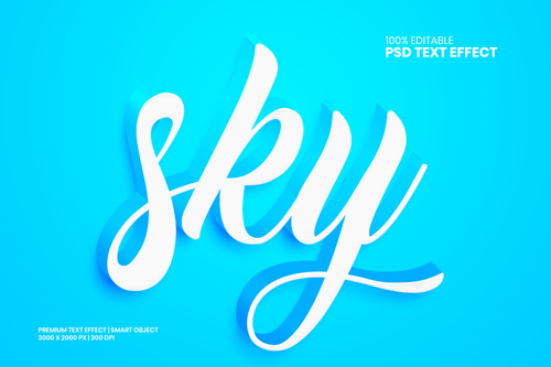 Sky 3d psd premium text effect