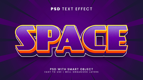 Space editable text effect with alien and ufo font style psd