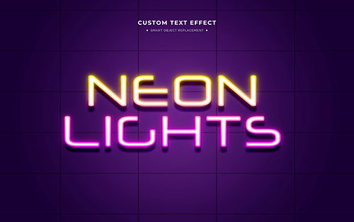 Colorful neon text effect psd