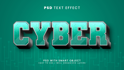 Cyber editable text effect with future and fiction font style psd