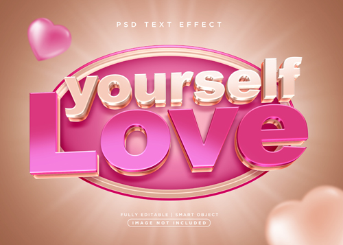 3d style love text effect psd