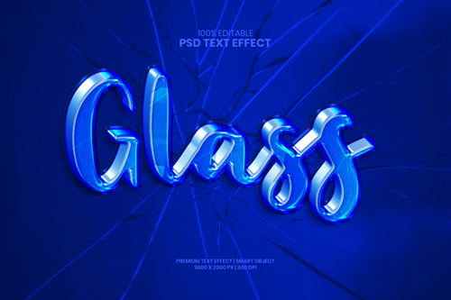 Glass editable 3d psd premium text effect