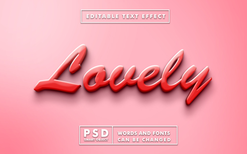 3d lovely text editable psd text effect with smart object