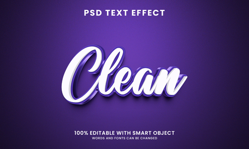 Clean 3d text effect template psd