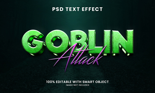 Goblin attack 3d text effect psd