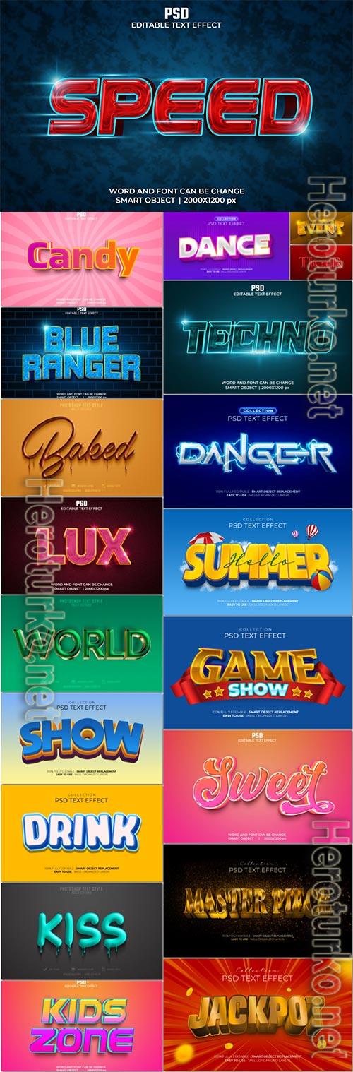Bundle 3d text style effect in psd vol 17