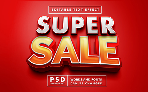 Super sale 3d text effect editable text effect premium psd with smart object psd