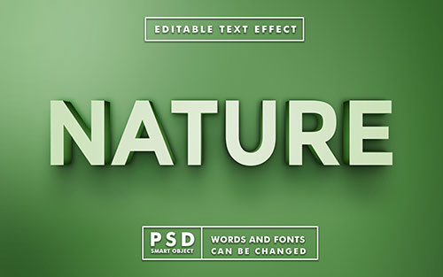 Nature 3d text effect premium psd with smart object