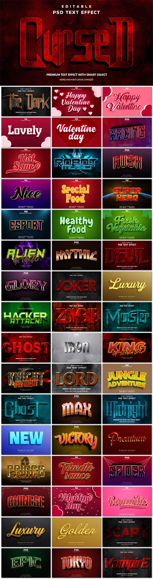 Bundle 3d text style effect in psd vol 9